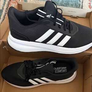 Adidas Men's Black Athletic Shoes with White Stripes